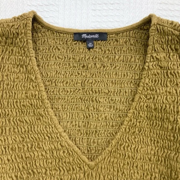 Madewell Dress Flannel Lucie V-Neck Smocked Mini Dress Weathered Olive Size 2X - Picture 9 of 16